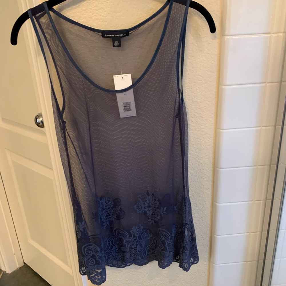 Banana Republic - Sheer Embroidered Tank - XS